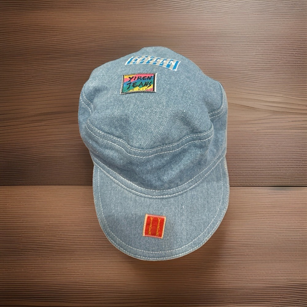 Vintage Yireh Jeans For Kids Denim Cap Hat Blue 90s Youth NOS‎ Logo Patch NWT
